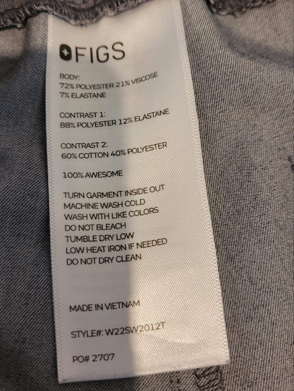 FIGS Zamora High Waisted Jogger Scrub Pants Heathered Grey Size Medium TALL - Picture 3 of 10